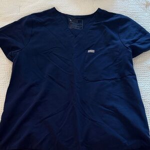 Figs Deep Blue V-Neck Scrub Top